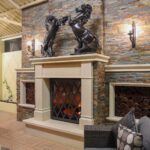 Rock rustic fireplace